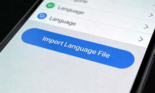 Android版Telegram语言设置界面底部的Import Language File导入语言文件按钮截图