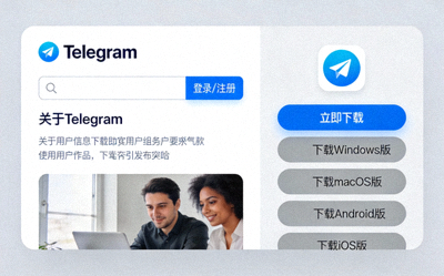 电报官网访问界面与客户端下载按钮示意图
