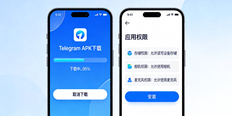 Telegram Android APK下载页面及安装权限确认界面