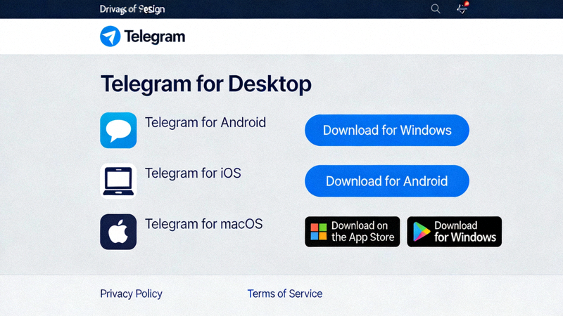 Telegram官方网站下载页面截图，展示各平台下载按钮