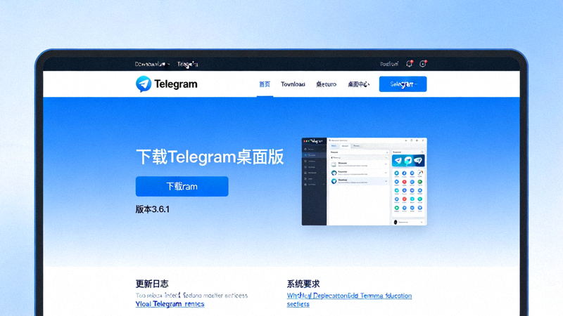 Telegram桌面版官方网站截图，展示下载按钮和版本信息
